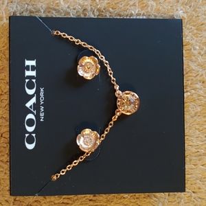 Coach Open Circle Necklace/Tea Rose Studs